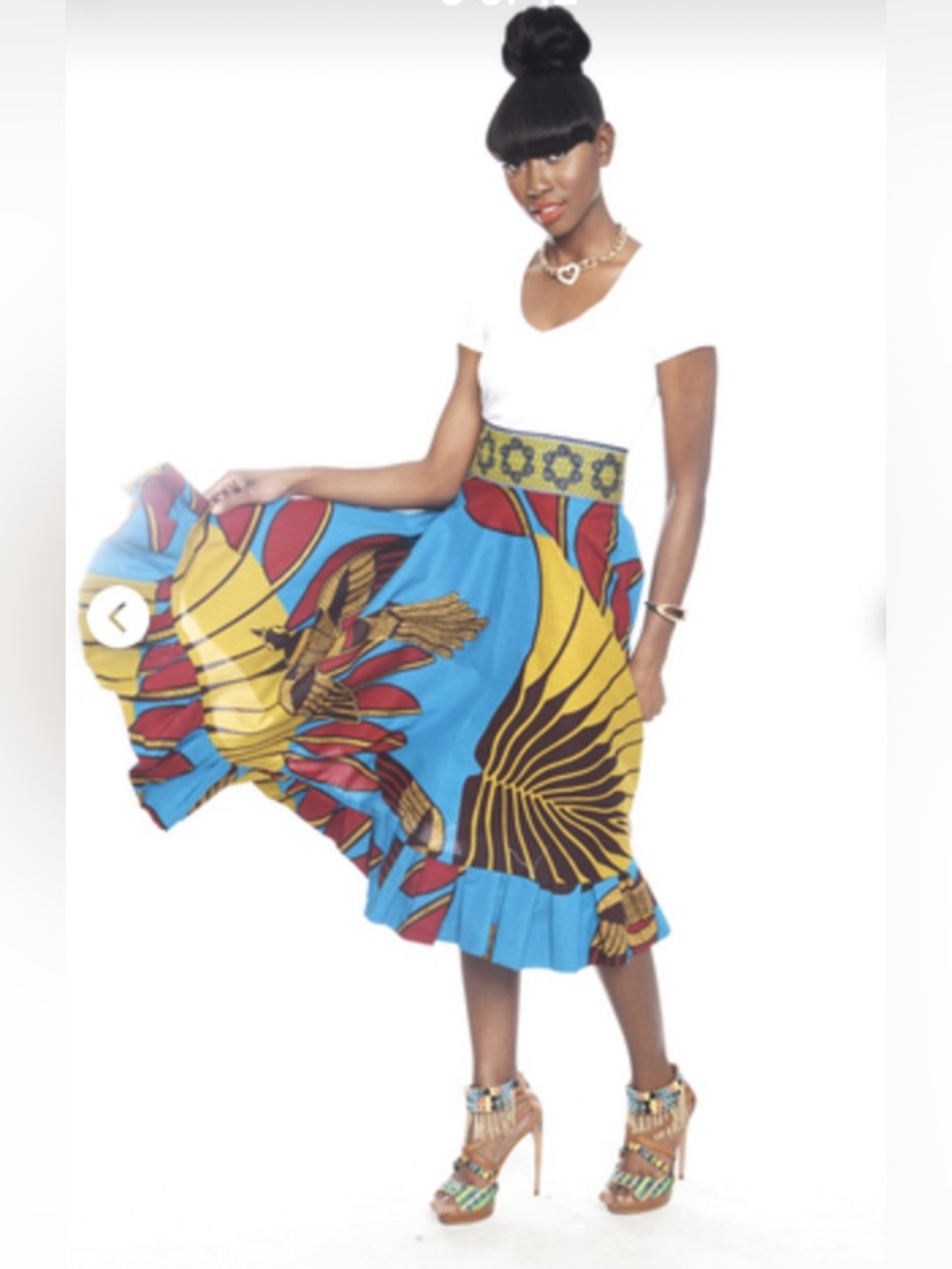 *RARE FIND* Kaela Kay African Print Midi Skirt in Blue Gold Tropical - Size 14